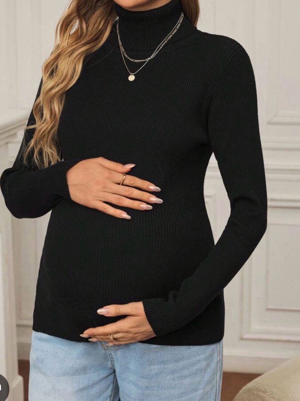 Old Navy Black Ribbed Turtleneck Long-Sleeve Top